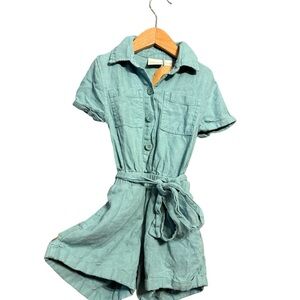 Teal Button-Up Romper